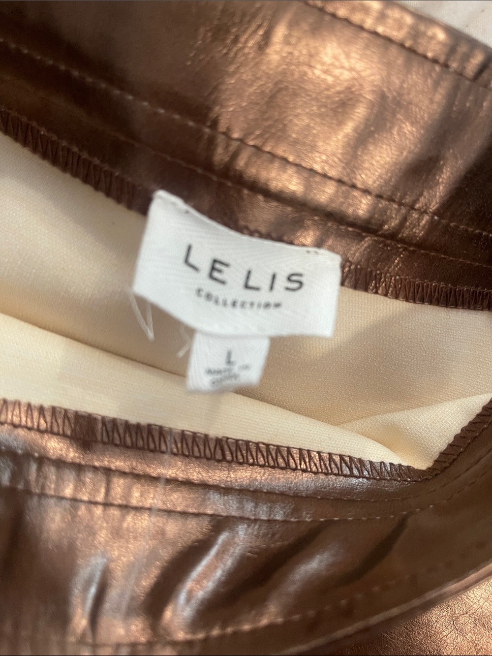 Le Lis Metallic Copper Faux-Leather Mini Skirt - Picture 2 of 4